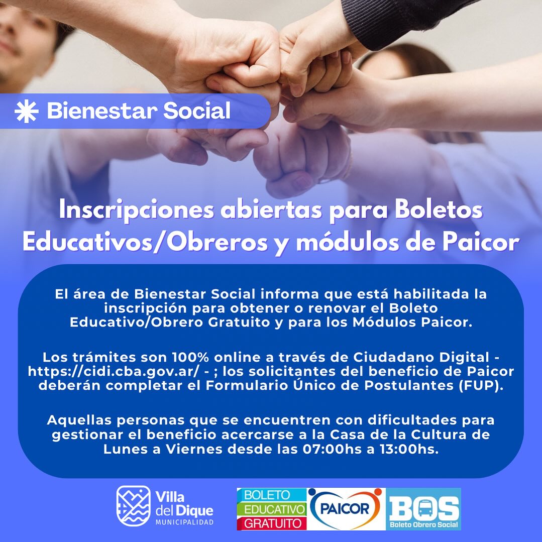 Inscripciones Boletos Educativos, Obreros y Paicor a través de CiDi