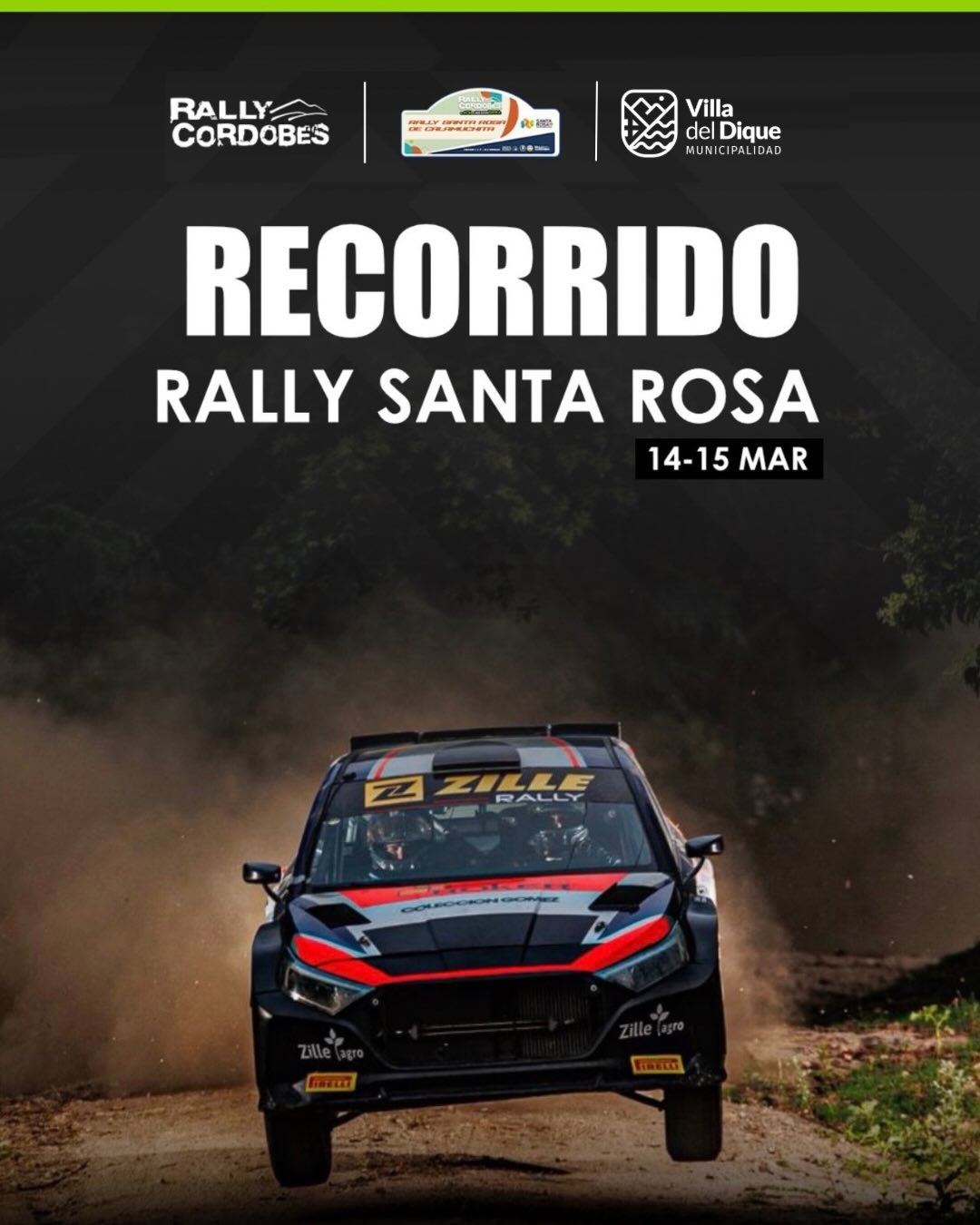 Autos de competición en el Rally Cordobés tramo Las Bajadas Villa del Dique