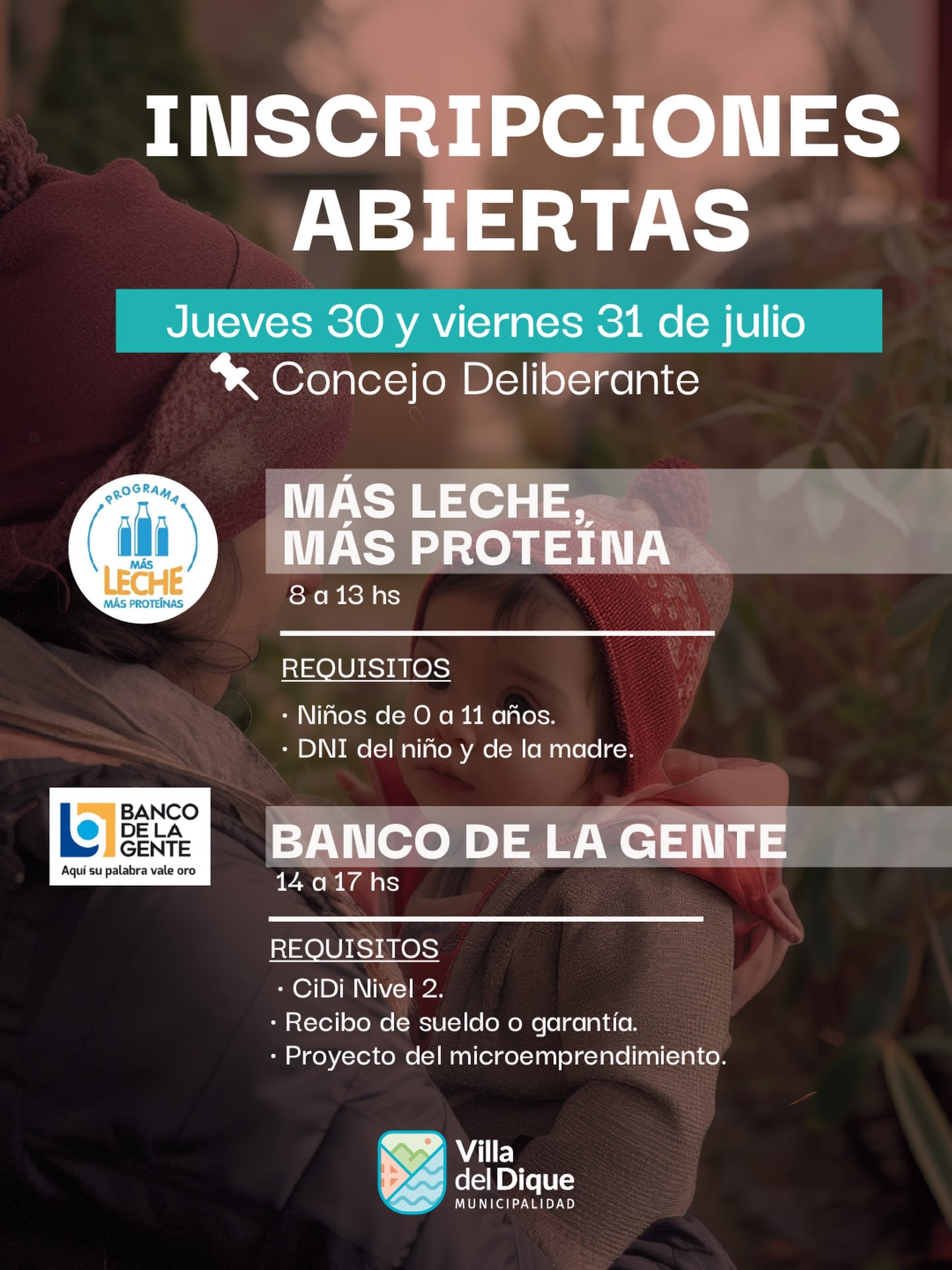 Imagen de Inscripción a programas Más Leche, Más Proteína y Banco de la Gente