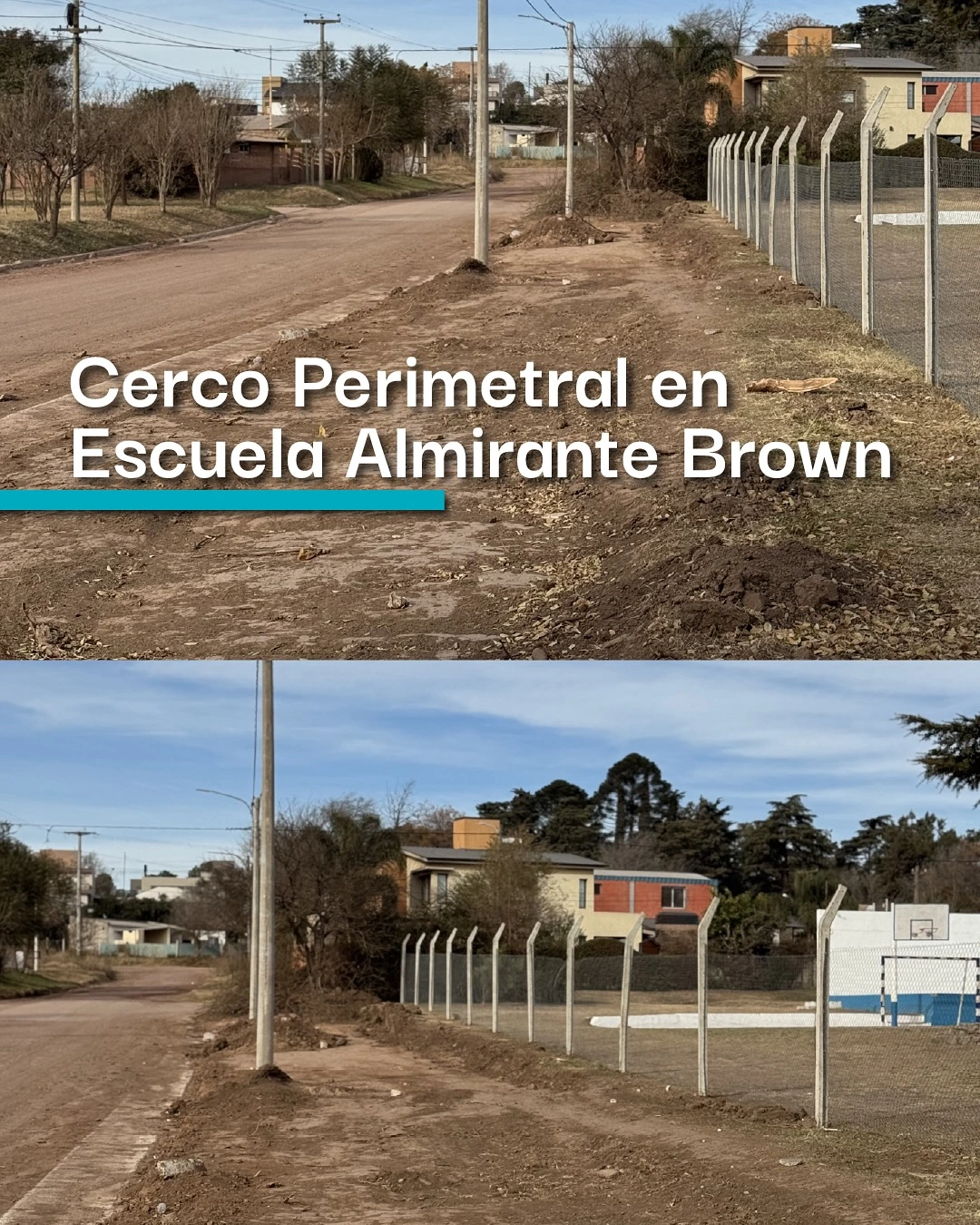 Construcción del cerco perimetral en la Escuela Almirante Brown