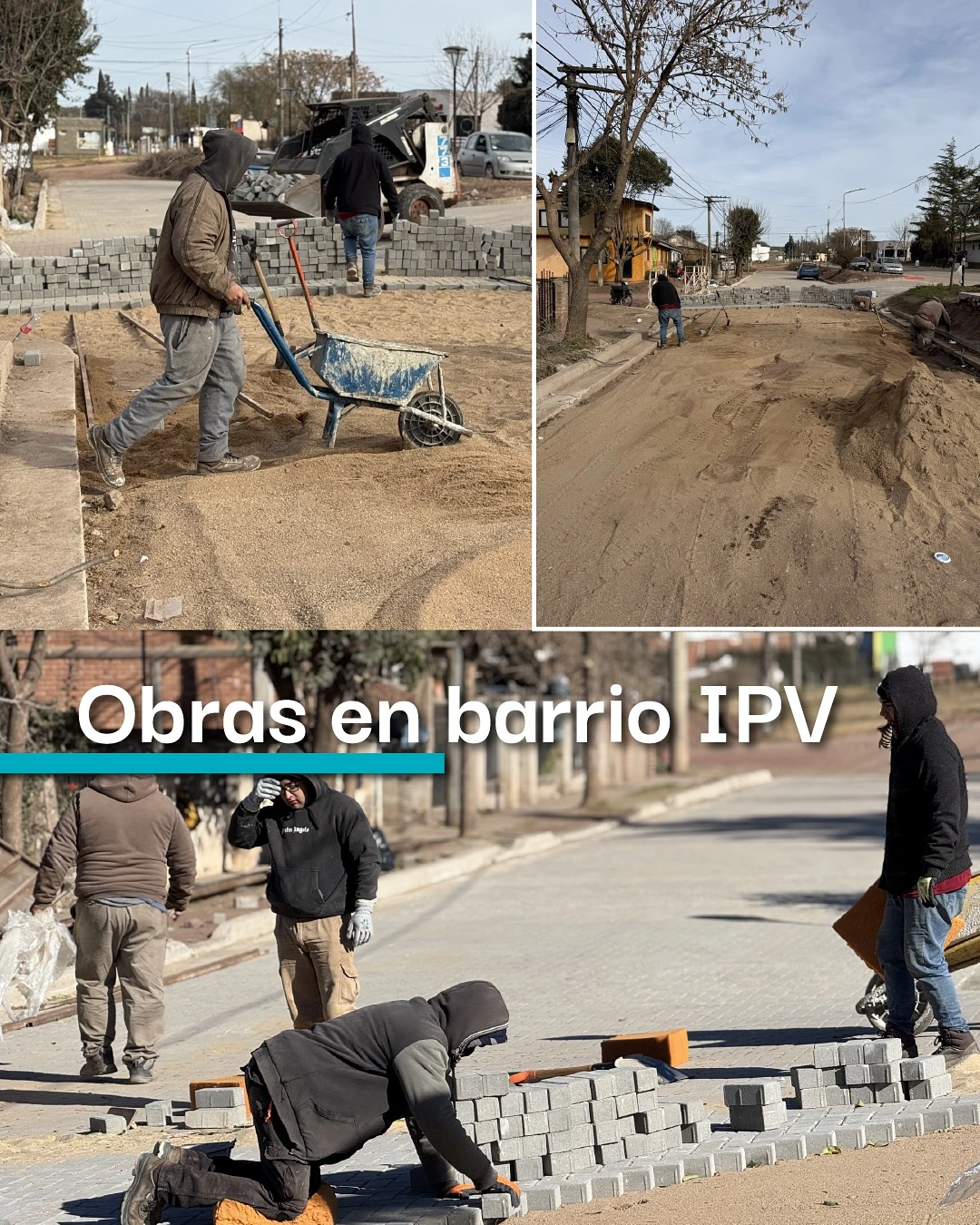 Trabajos de adoquinado en el barrio IPV